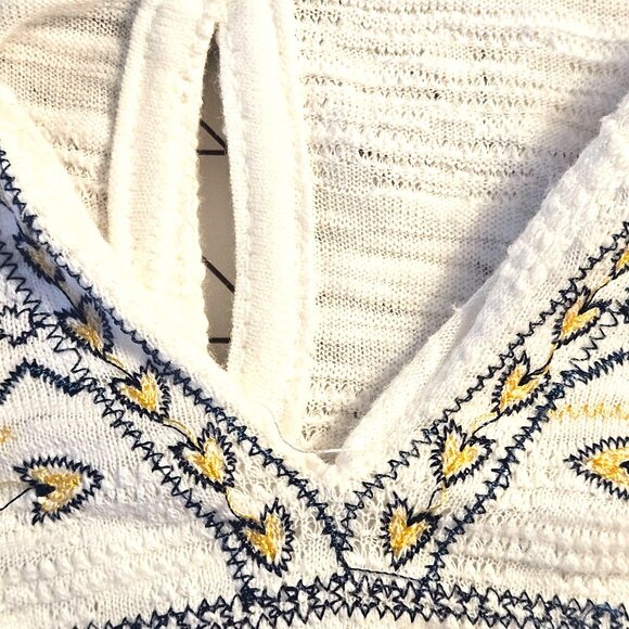 Pol White M Peasant Top Boho Embroidered Festival Cottagecore Romantic - Picture 7 of 15